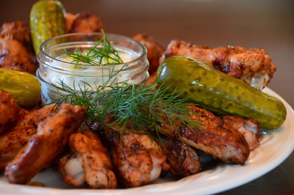 Dill Pickle Chicken Wings and Dill Pickle Dip